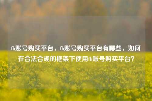 fb账号购买平台，fb账号购买平台有哪些，如何在合法合规的框架下使用fb账号购买平台？