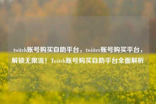 twitch账号购买自助平台，twiiter账号购买平台，解锁无限流！Twitch账号购买自助平台全面解析