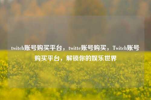 twitch账号购买平台，twitte账号购买，Twitch账号购买平台，解锁你的娱乐世界