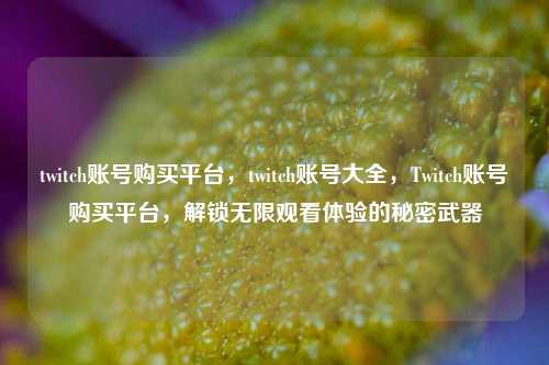 twitch账号购买平台，twitch账号大全，Twitch账号购买平台，解锁无限观看体验的秘密武器