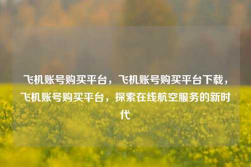 飞机账号购买平台，飞机账号购买平台下载，飞机账号购买平台，探索在线航空服务的新时代